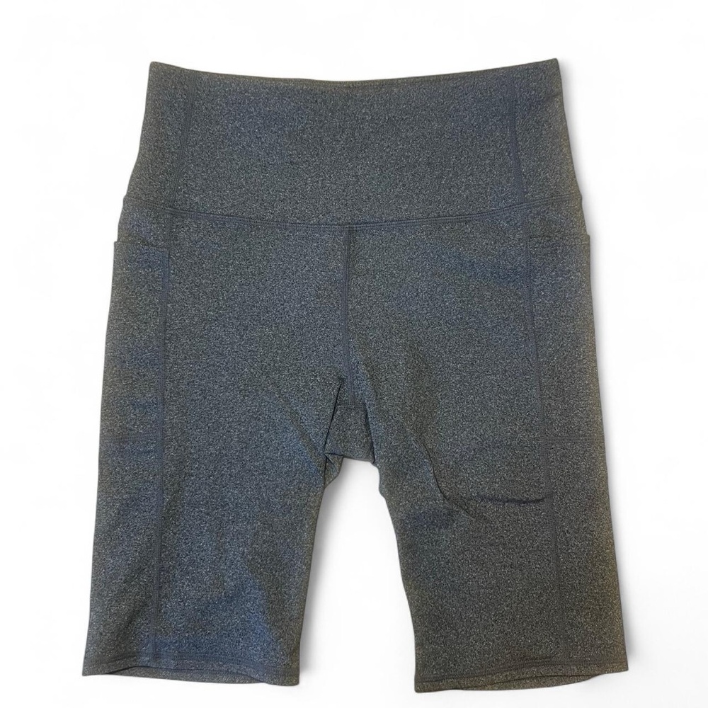 Skechers Charcoal High-Rise Women’s Bike Shorts with Side Pockets